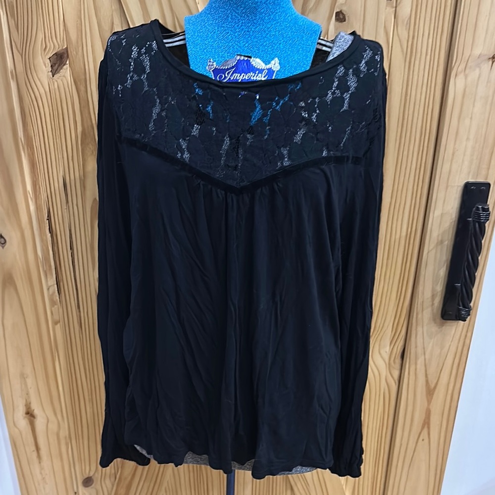 LOFT PLUS long sleeve lace knit shirt